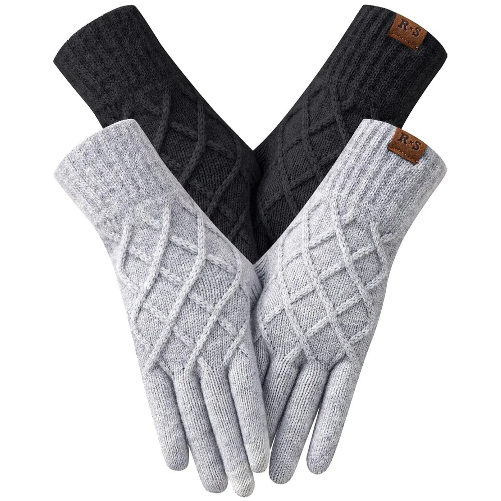 REACH Women's Thermal Knit Touchscreen Gloves 2 Pairs One Size - NWOT